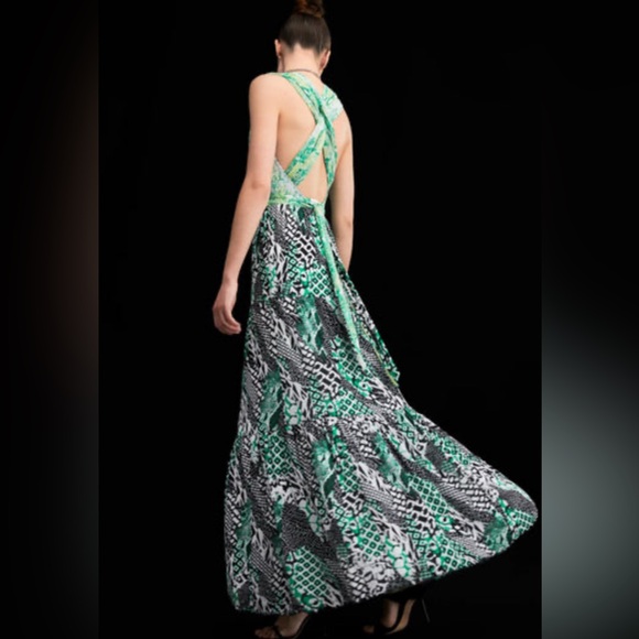 DIANE VON FURSTENBERG Green and Black Reversible Mesh Wrap 👗 Drew dress - Picture 2 of 8